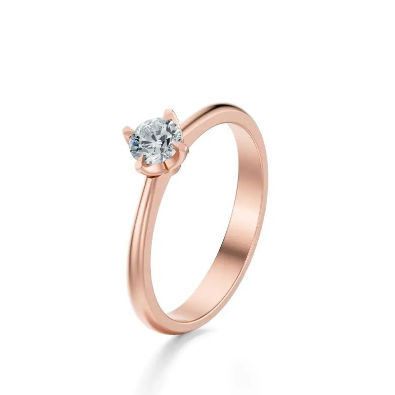 Pierścionek z diamentem różowe złoto Pierścionek z diamentem różowe złoto